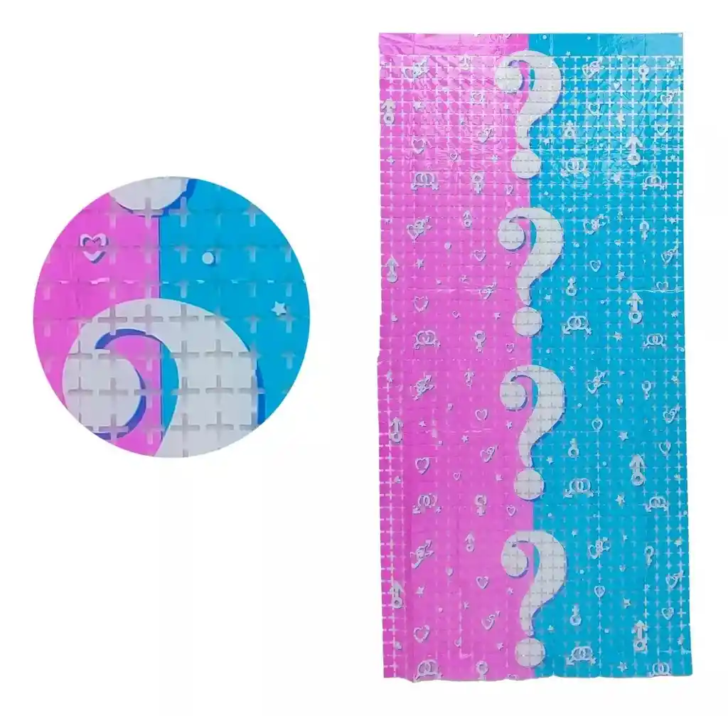 Cortina De Cuadros Metalizada Revelación De Genero Azul Rosada