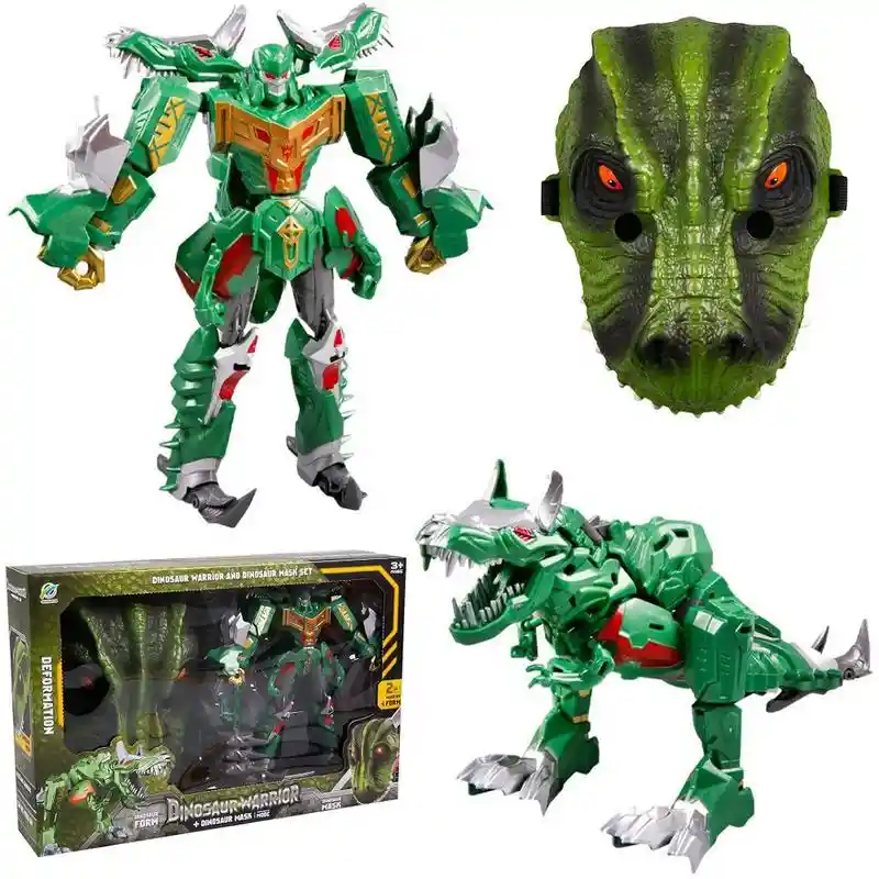 Set Robot Transformer + Máscara Dinosaurio Verde World Dominion