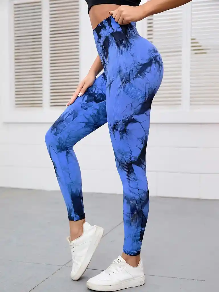 Leggings Deportivo Tie Dye Azul Real Talla S