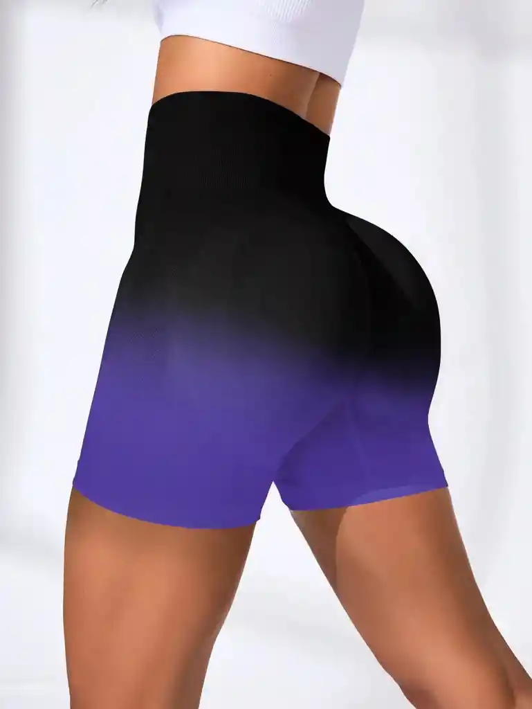 Short Deportivo Difuminado Negro Violeta Talla M