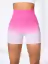 Short Deportivo Difuminado Rosa Blanco Talla S