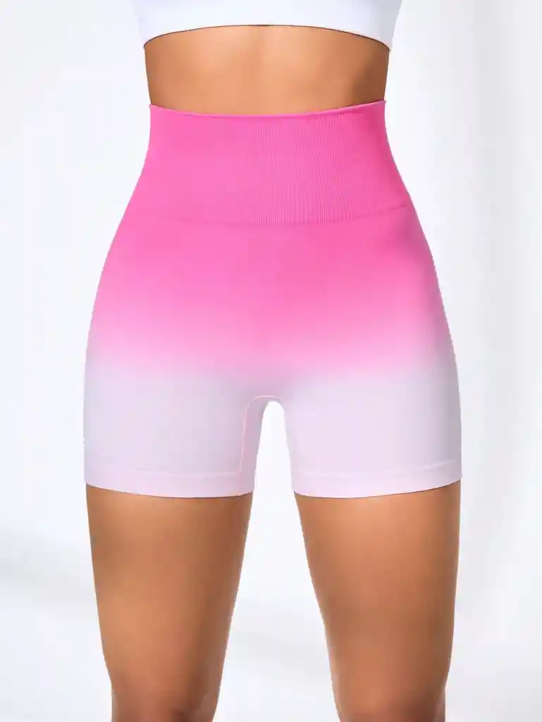 Short Deportivo Difuminado Rosa Blanco Talla S
