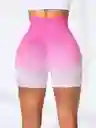 Short Deportivo Difuminado Rosa Blanco Talla S