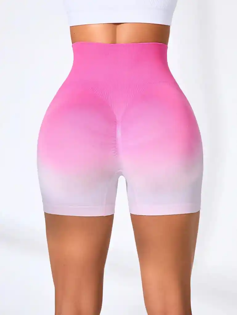 Short Deportivo Difuminado Rosa Blanco Talla S