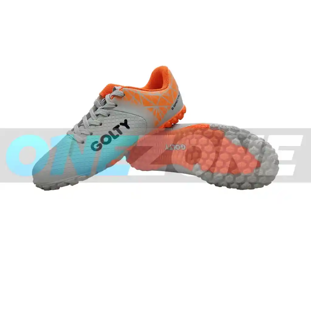 Zapatillas Golty Turf Formacion Spectrum Niño, Sintetica Talla: 4.5/ Gris-naranja