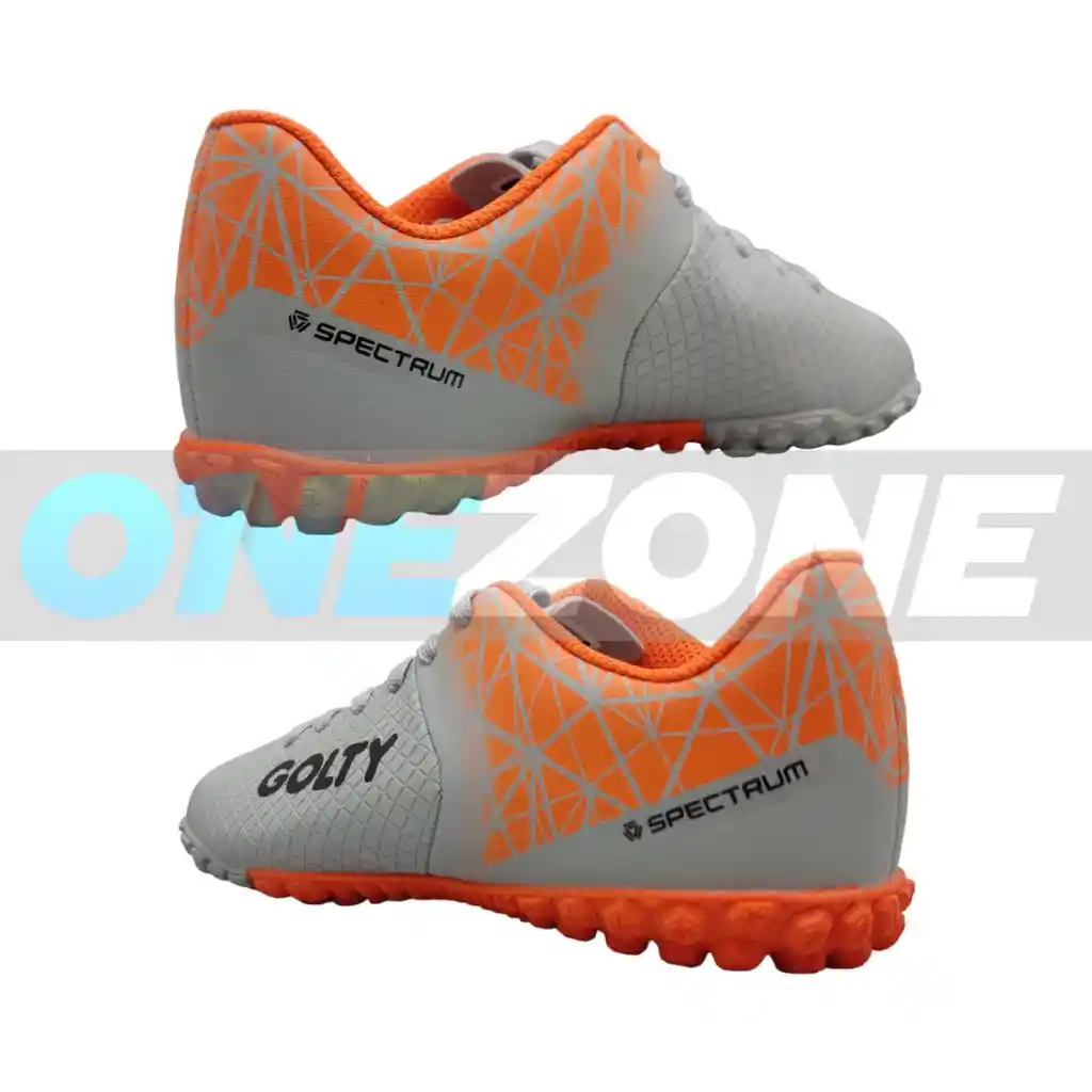 Zapatillas Golty Turf Formacion Spectrum Niño, Sintetica Talla: 4.5/ Gris-naranja