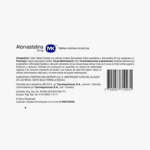 Mk Atorvastatina (20 mg)