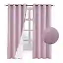 Cortinas Semi Blackout One Pixel Paño 140x220 2 Paños Color Rosa