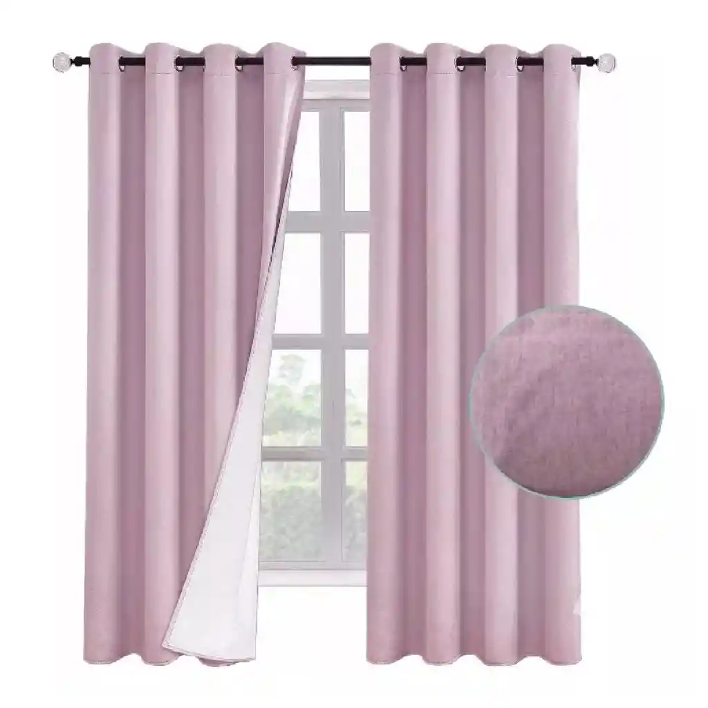Cortinas Semi Blackout One Pixel Paño 140x220 2 Paños Color Rosa