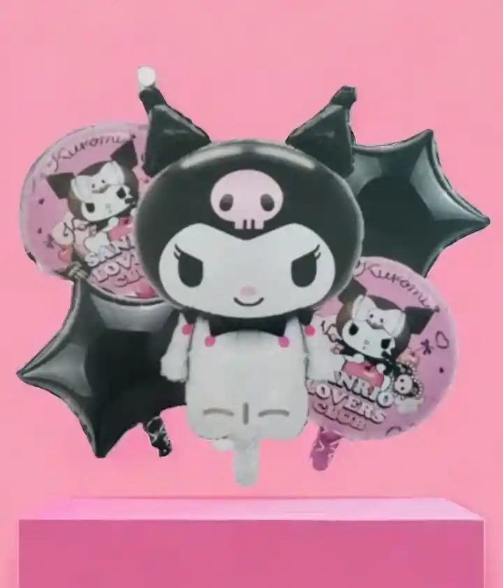 Bouquet Metalizado X5 Globos Kuromi