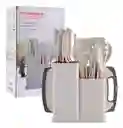 Set De Utensilios De Cocina Silicona Cuchillos Y Tabla 19pcs