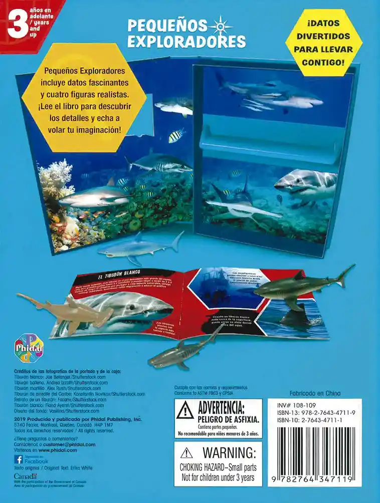 Libro Exploradores Juego 2 En 1 Figuras Tiburones Para Niños