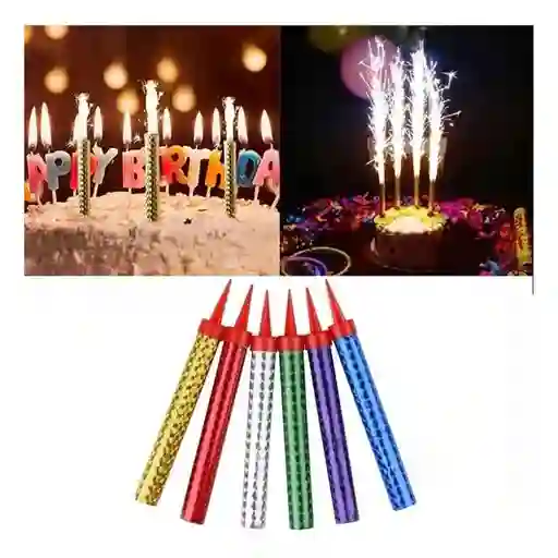 Velas Bengala Tipo Volcán Para Cumpleaños X6pcs / 12cm