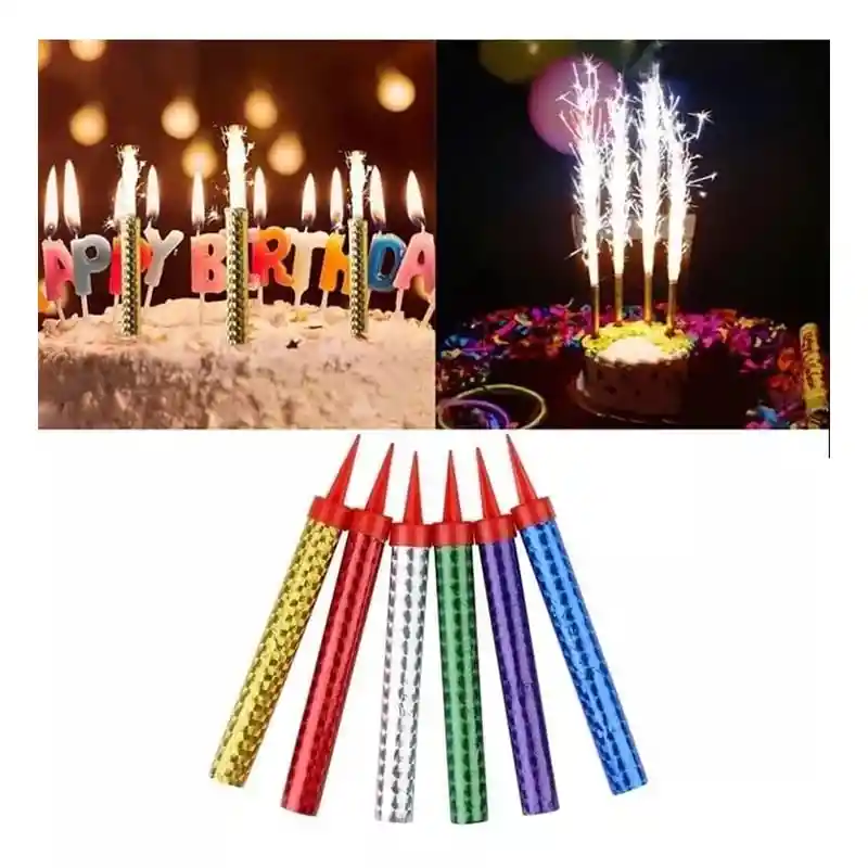 Velas Bengala Tipo Volcán Para Cumpleaños X6pcs / 12cm