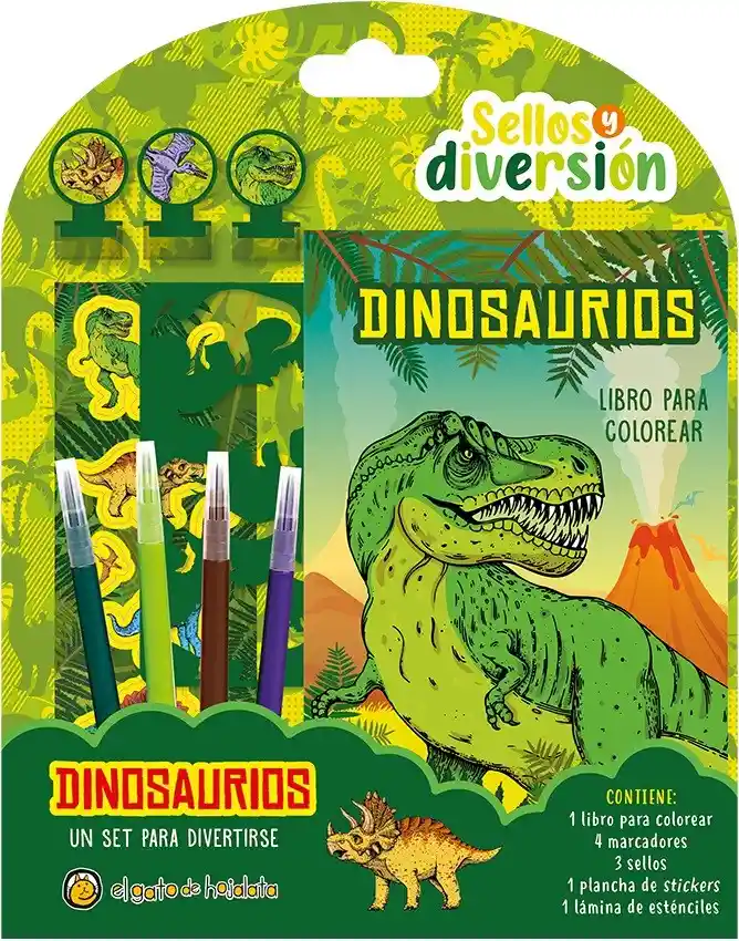 Libro Set De Creatividad Dinosaurios Con Sellos Para Niños