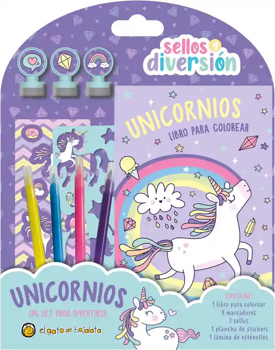 Libro Set De Creatividad Unicornios Con Sellos Para Niños