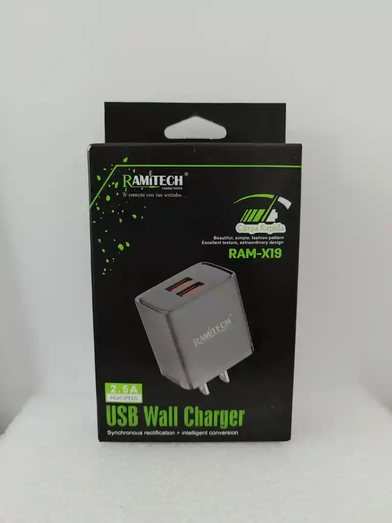 Cabeza De Cargador Doble Puerto Usb Ramitech Ram-x19