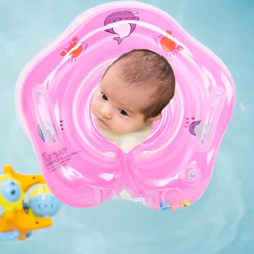 Flotador Cuello Bebes Inflable Piscina 40cm Natación Rosado