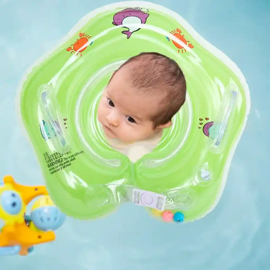 Flotador Cuello Bebes Inflable Piscina 40cm Natación Verde