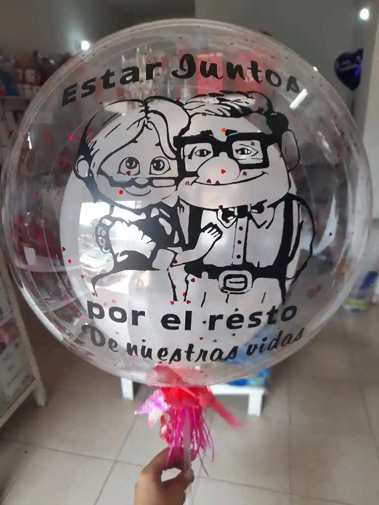 Globo Para Mi Amor Con Frase De 3 Palabras Y Muñecos