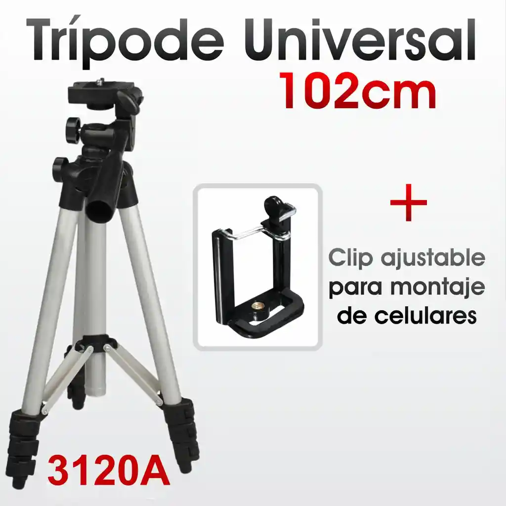 Trípode Cámara 3120a Con Estuche + Clip Celular + Bluetooth