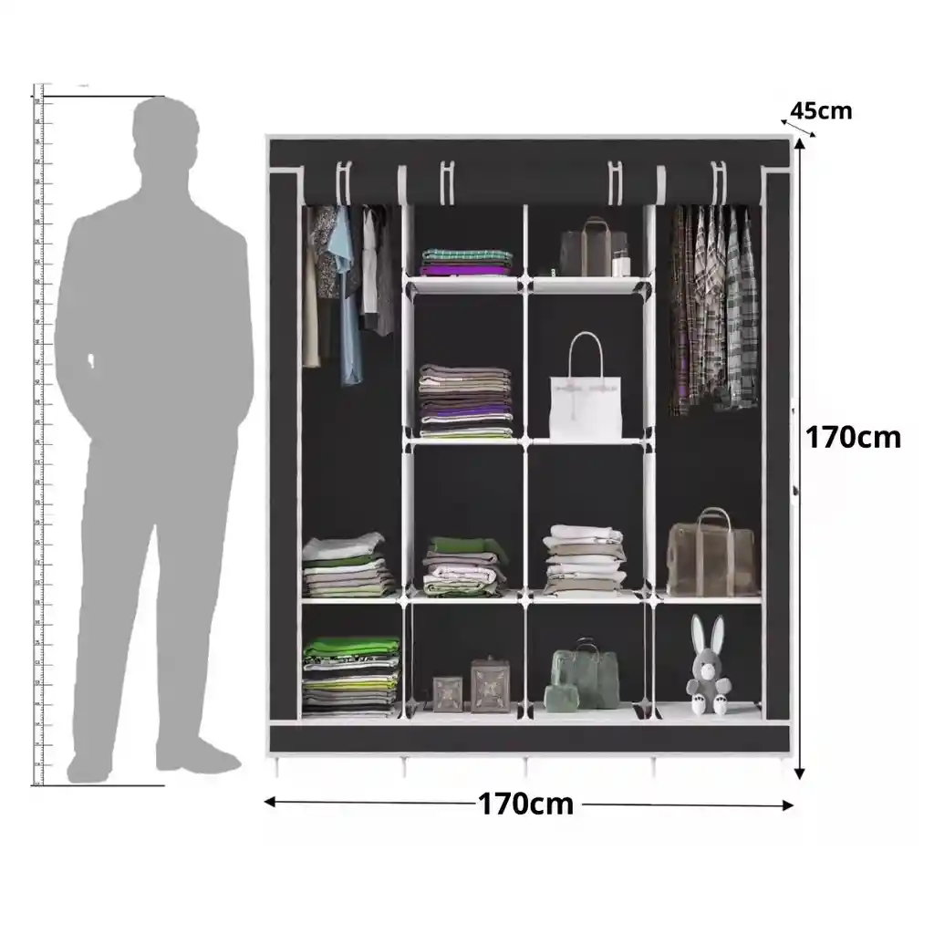 Closet Armario Doble 4 Puertas Desarmable Portatil Con Forro