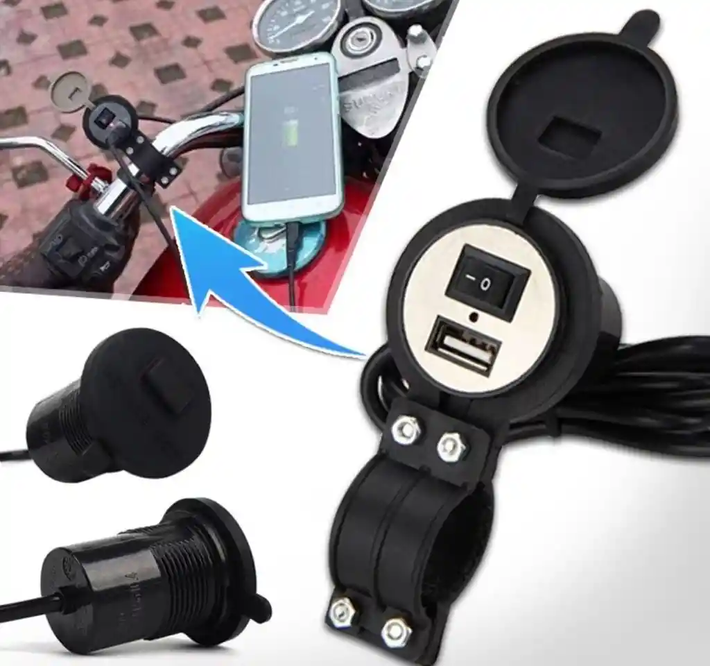 Cargador De Celular Para Moto Impermeable Puerto Usb