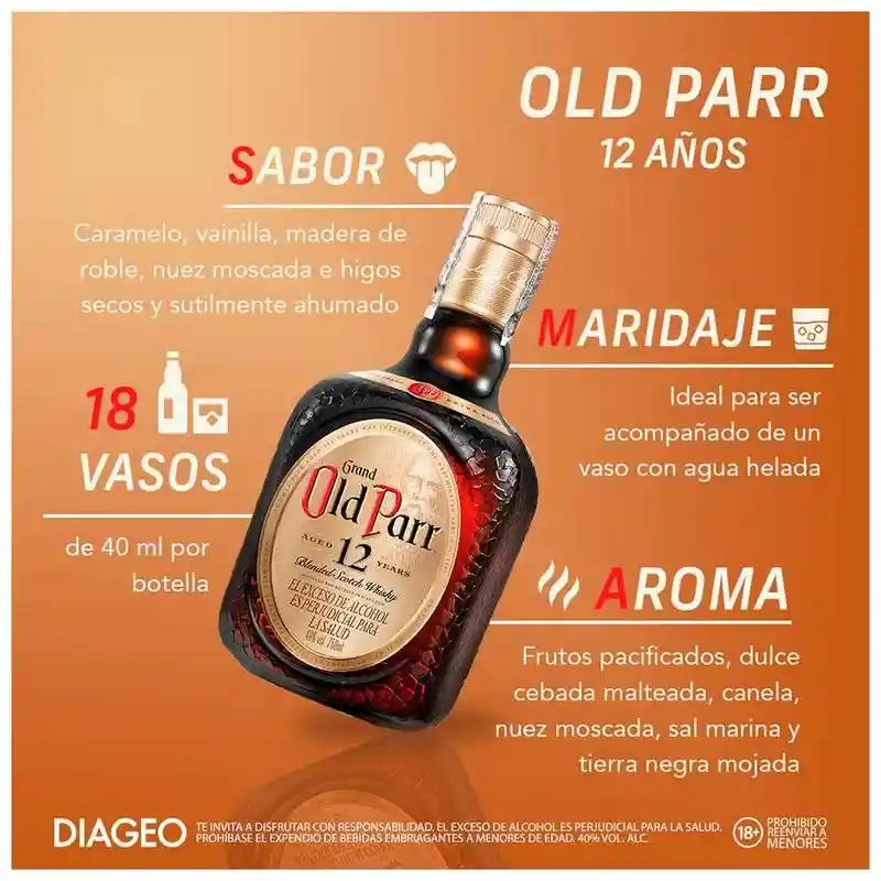 Old Parr Whisky Premium Escocés 12 Años 750ml