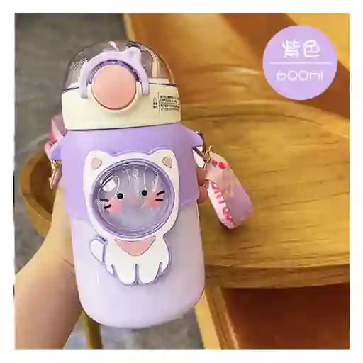 Botella De Agua Kawaii De Gato En Acero Inaxidable