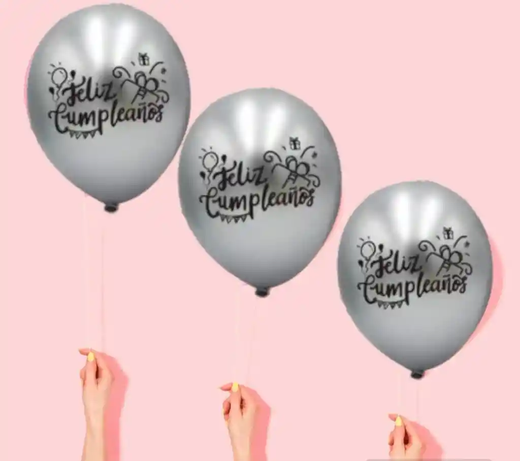 Kit Globos Plateados Reflex 5 R12 Globos Con Confeti R 12 Plateado