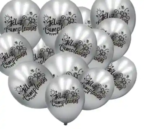 Set Globos Reflex Plateados R12