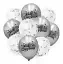 Set Globos Reflex Plateados R12