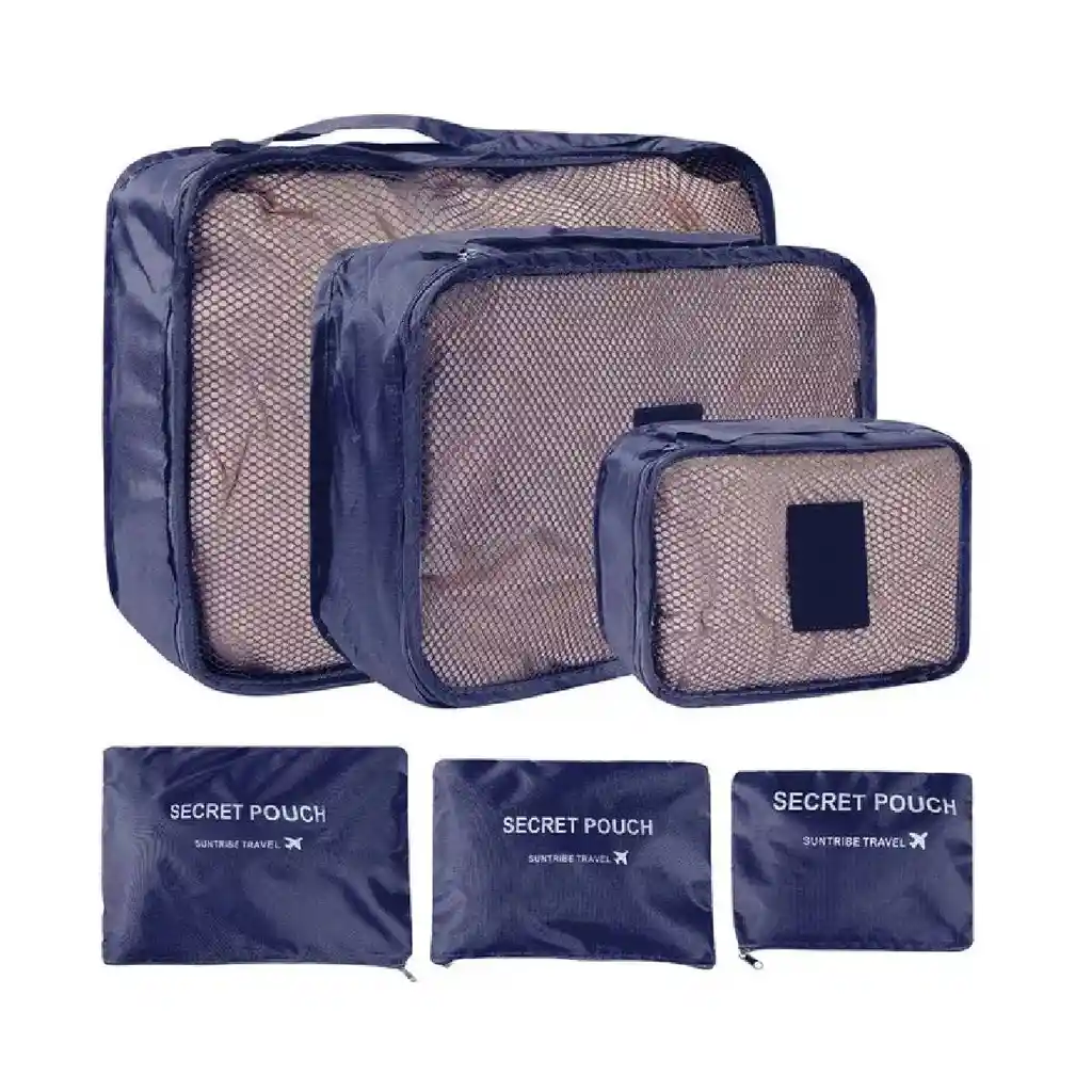 Organizadores De Equipaje Set De Bolsas Para Viaje X6 Color Azul Oscuro