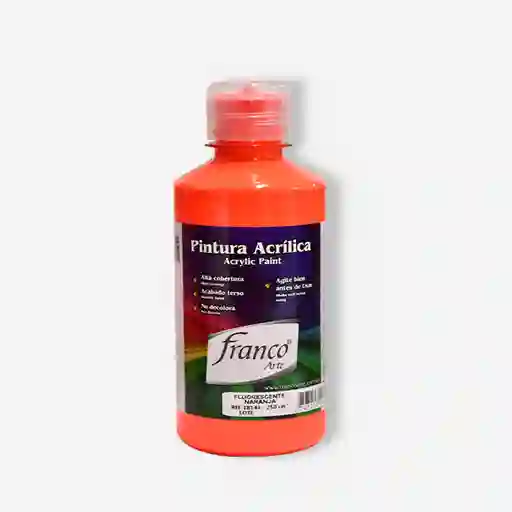 Franco Arte Pintura Acrilica - 250ml, Naranja Fluorescente