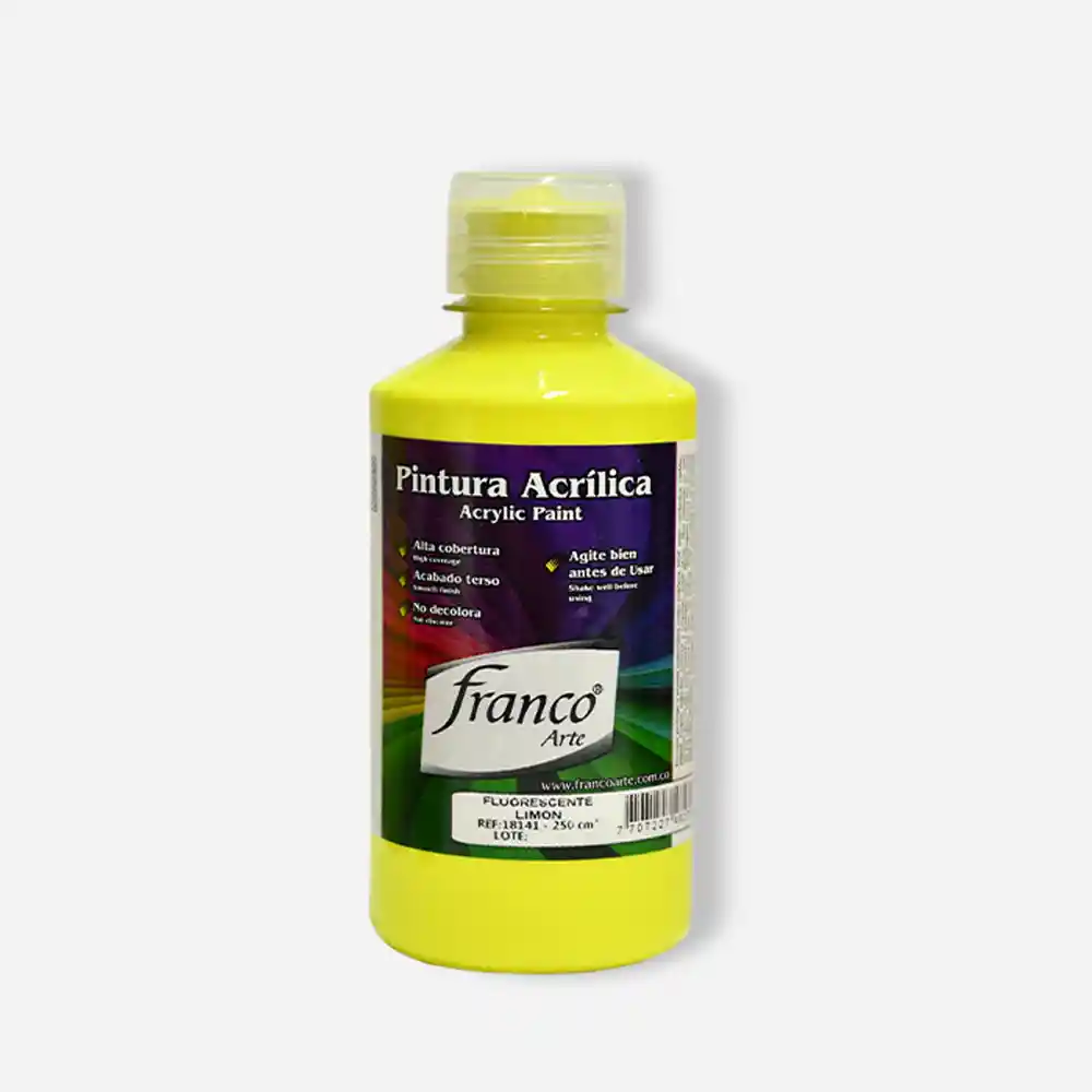 Franco Arte Pintura Acrilica - 250ml, Limon Fluorescente