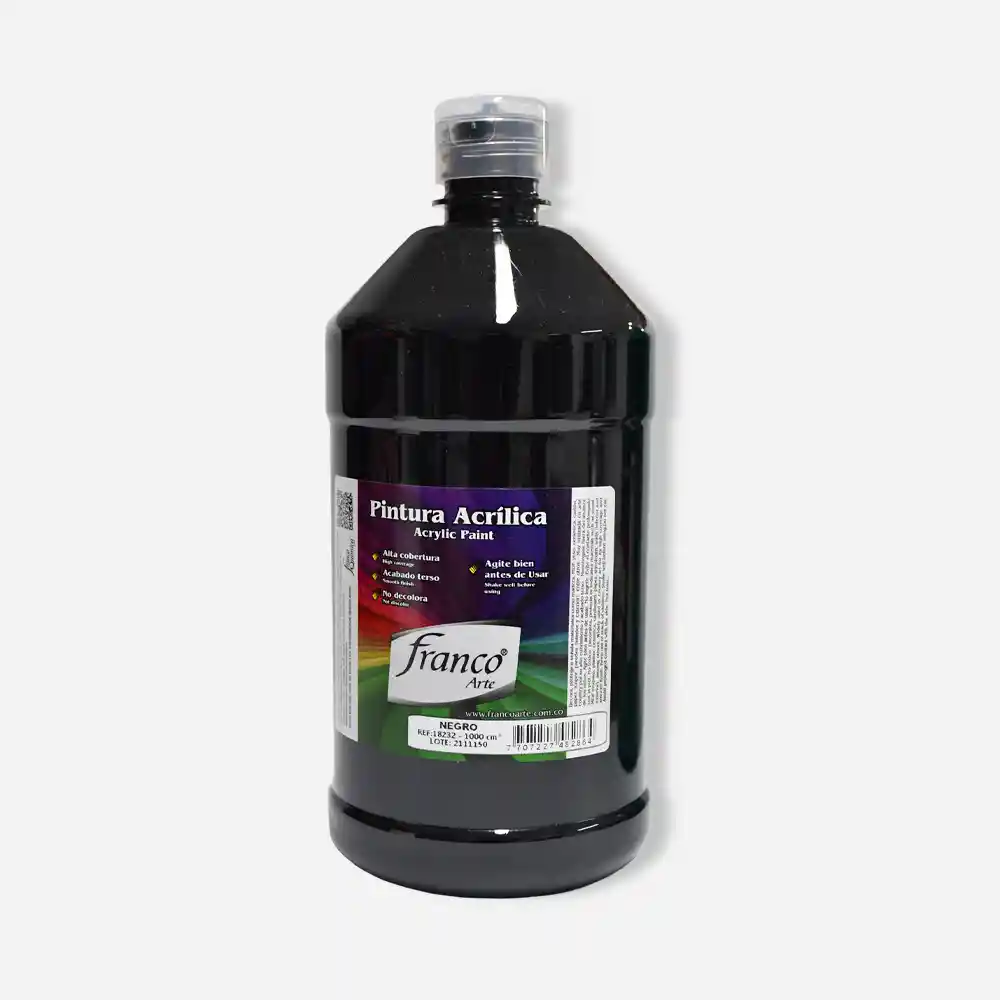 Franco Arte Pintura Acrilica - 1000ml, Negro