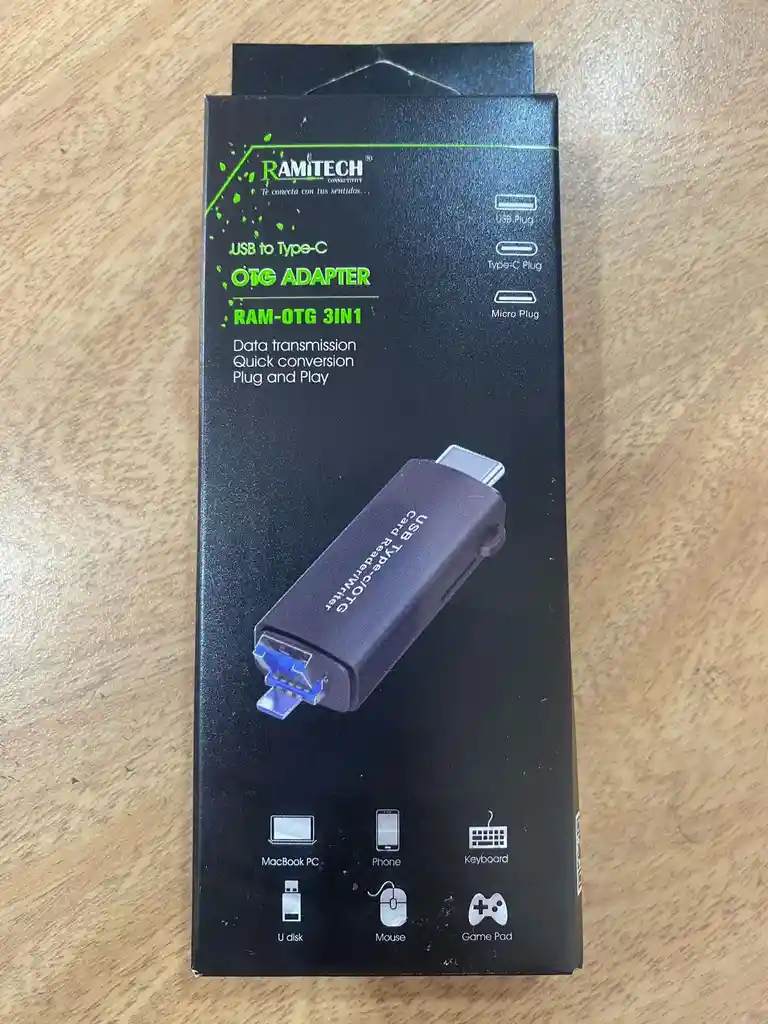 Adaptador Otg 3 En 1 /adaptador Usb A Tipo C, V8, Memoria Sd Y Micro Sd