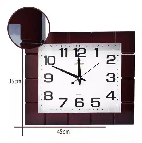 Reloj De Pared De Madera Retro Moderno De Caoba Marrón 35x45cm