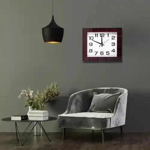 Reloj De Pared De Madera Retro Moderno De Caoba Marrón 35x45cm