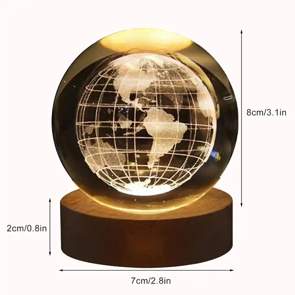 Lampara Luz De Noche Esfera Bola De Cristal Grandes Diseños | Mapa Mundi