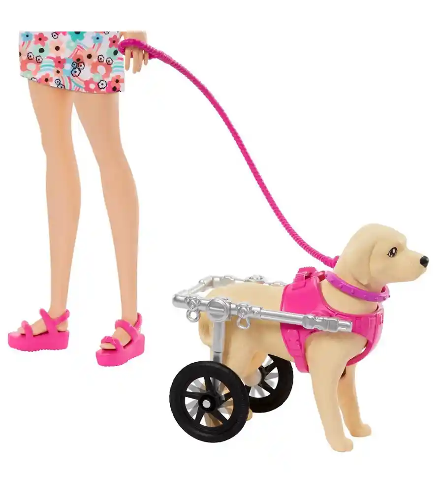 Muñeca Barbie Perrito En Silla De Ruedas.