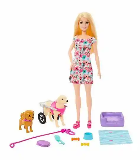 Muñeca Barbie Perrito En Silla De Ruedas.