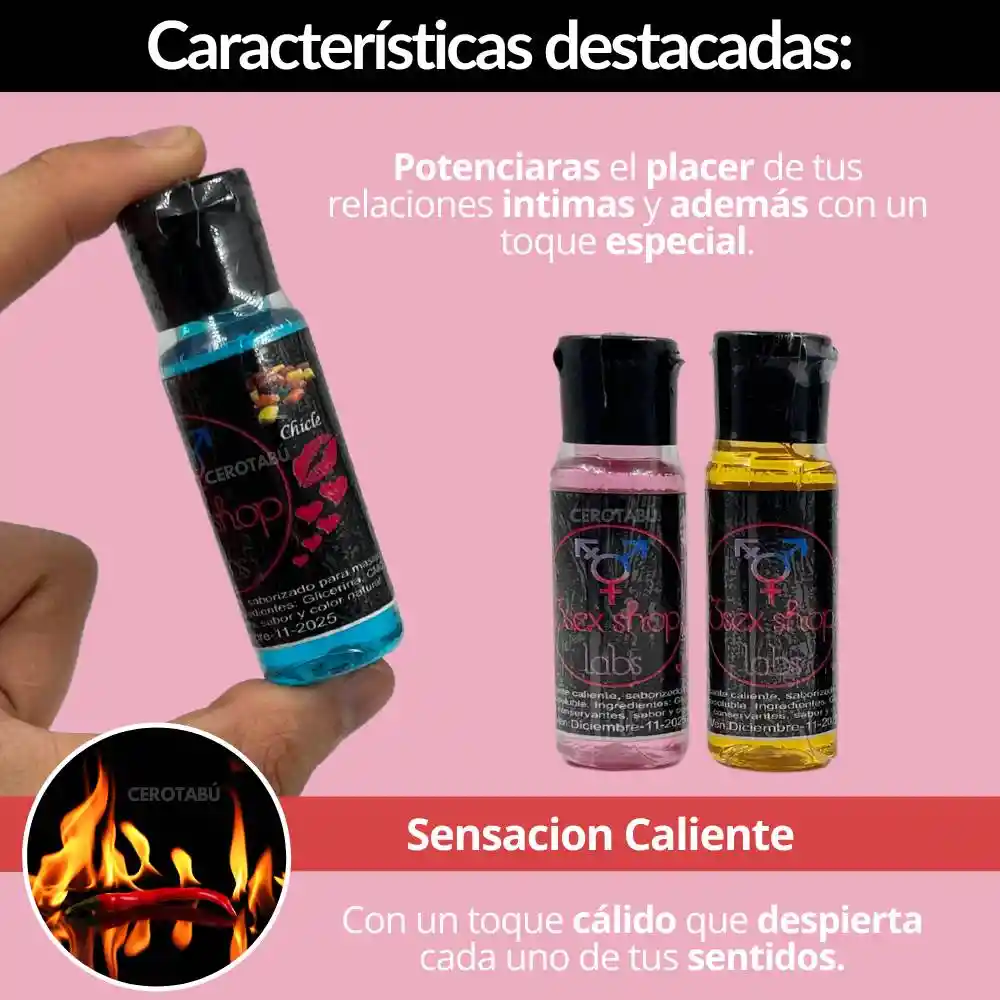 X3 Lubricante Intimo Aceite Comestible Caliente Saborizado