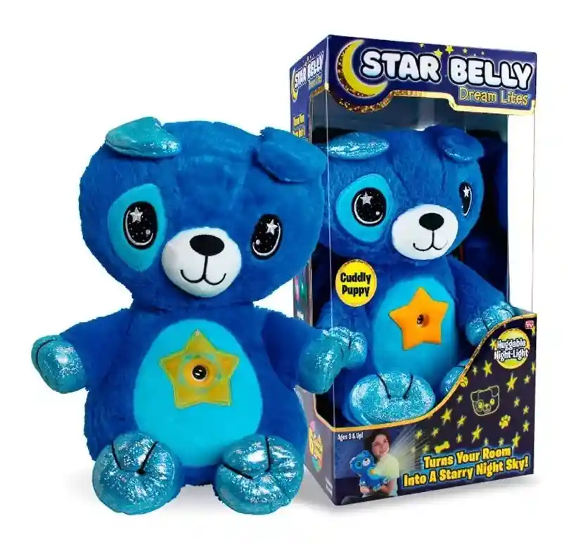 Peluche Muñeco Con Proyección De Luces Nocturnas Star Belly Oso Azul