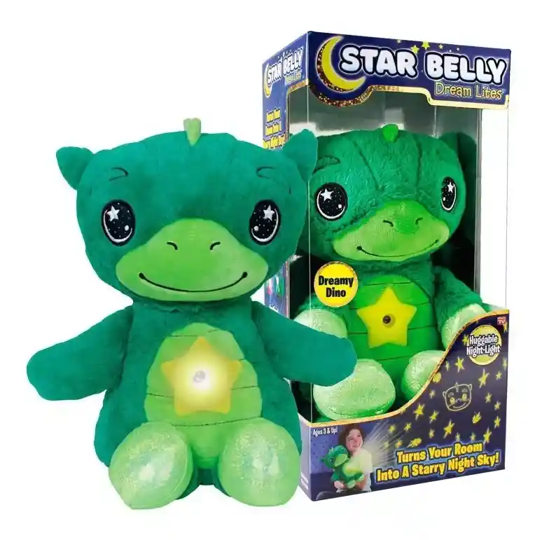 Peluche Muñeco Con Proyección De Luces Nocturnas Star Belly Dragon Verde