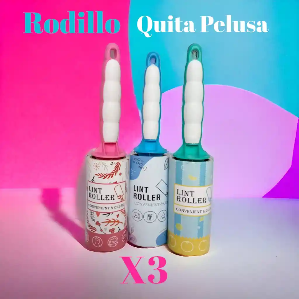 Rodillo Quita Pelusa Polvo Y Pelos De Mascota X3 Unidades