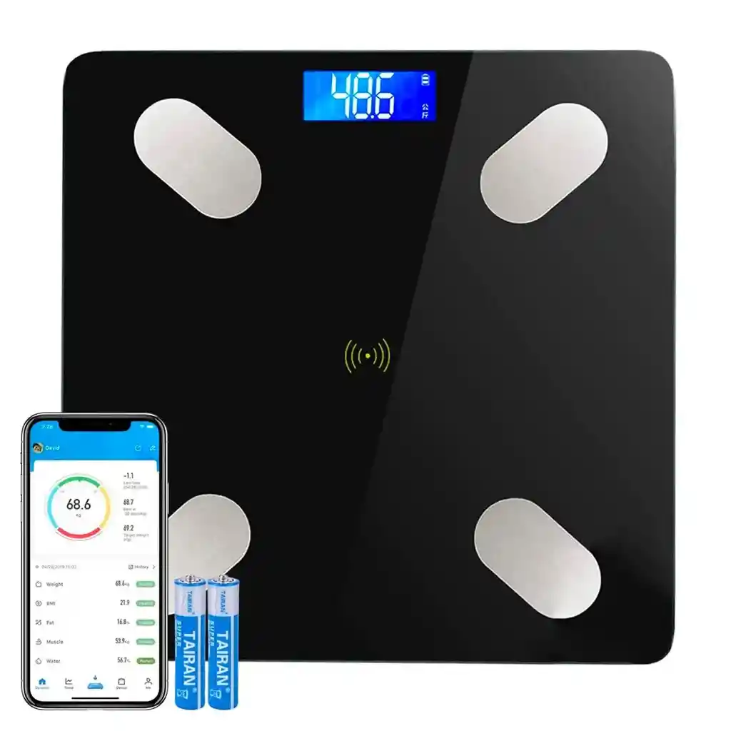 Bascula Pesa Vidrio 180kg Inteligente Con Bluetooth Digital