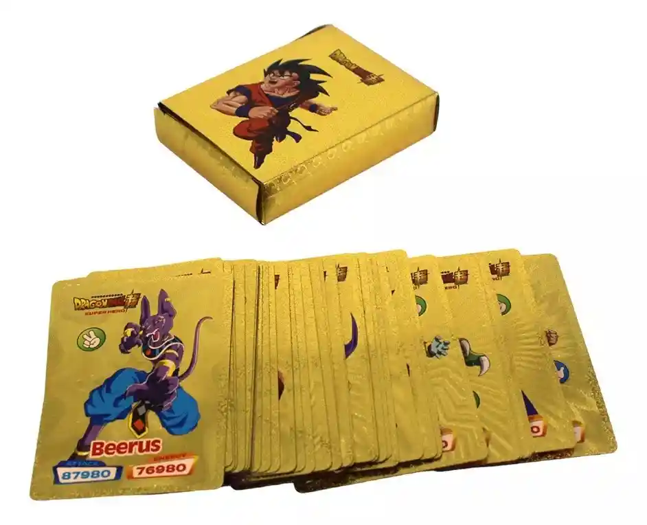 Juego De Cartas Tarjetas Dragon Ball Doradas Colección 55pz