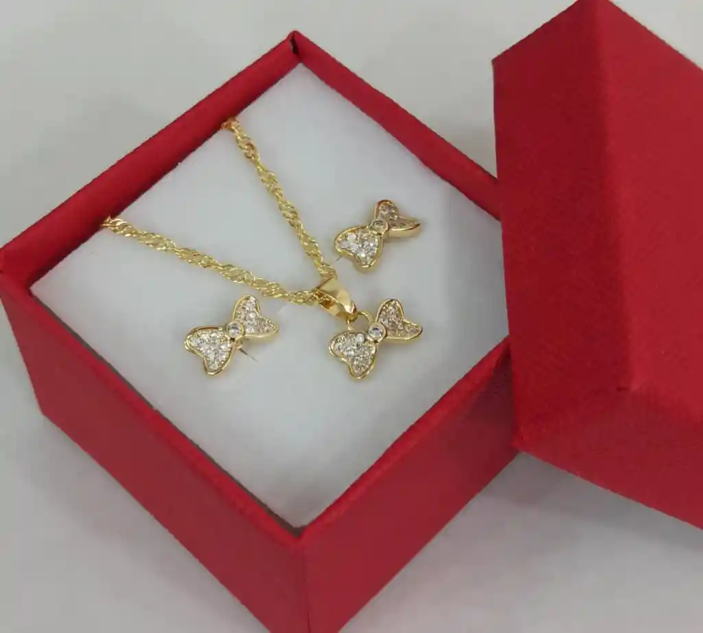 Set Moñitos Para Dama En Oro Laminado 18k