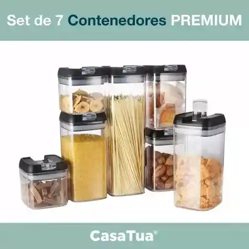 Set 7 Contenedores Hermeticos Para Granos Comida